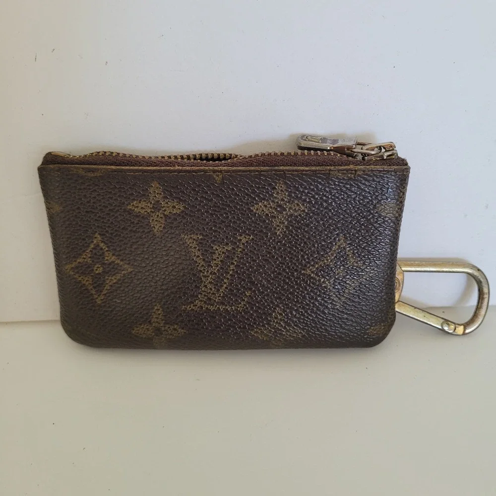 Louis Vuitton Monogram Pochette Cles Key Pouch Brown Canvas Coin Purse Zippy